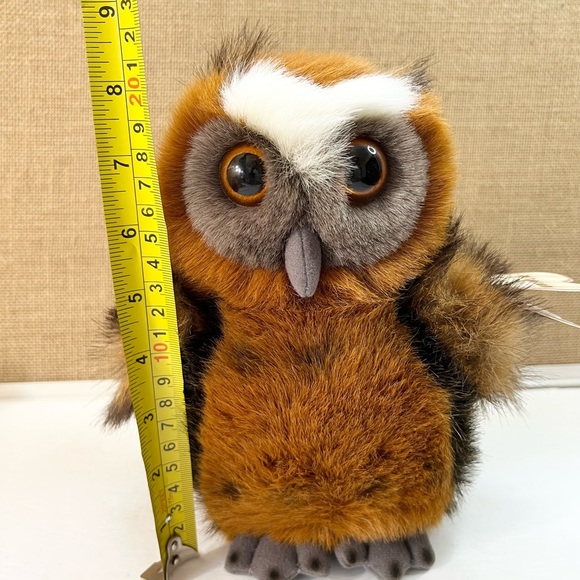 NWT Vintage 8” Hoot Owl Plush Hoo Tan Realistic Bird Aurora Plush A&A Stuffy - Picture 12 of 13